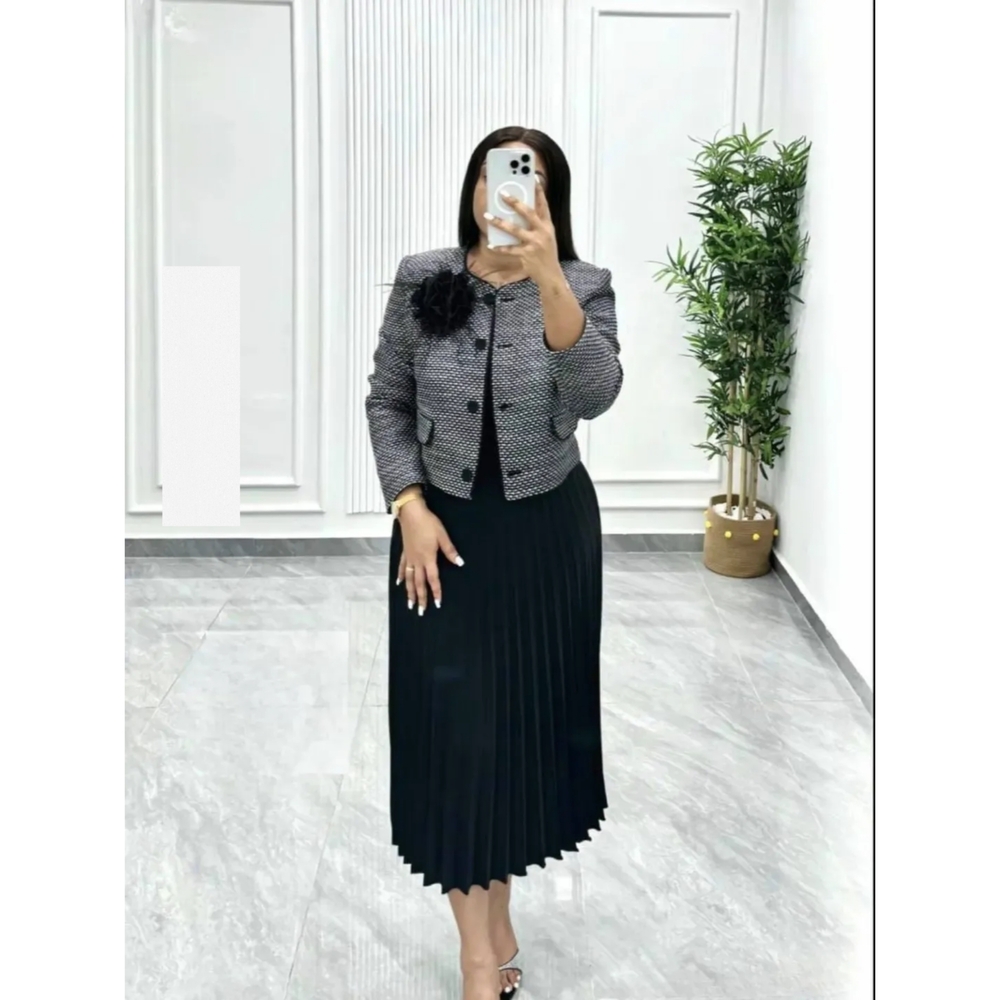 Tweed Statement Black and Gray Women's Blazer